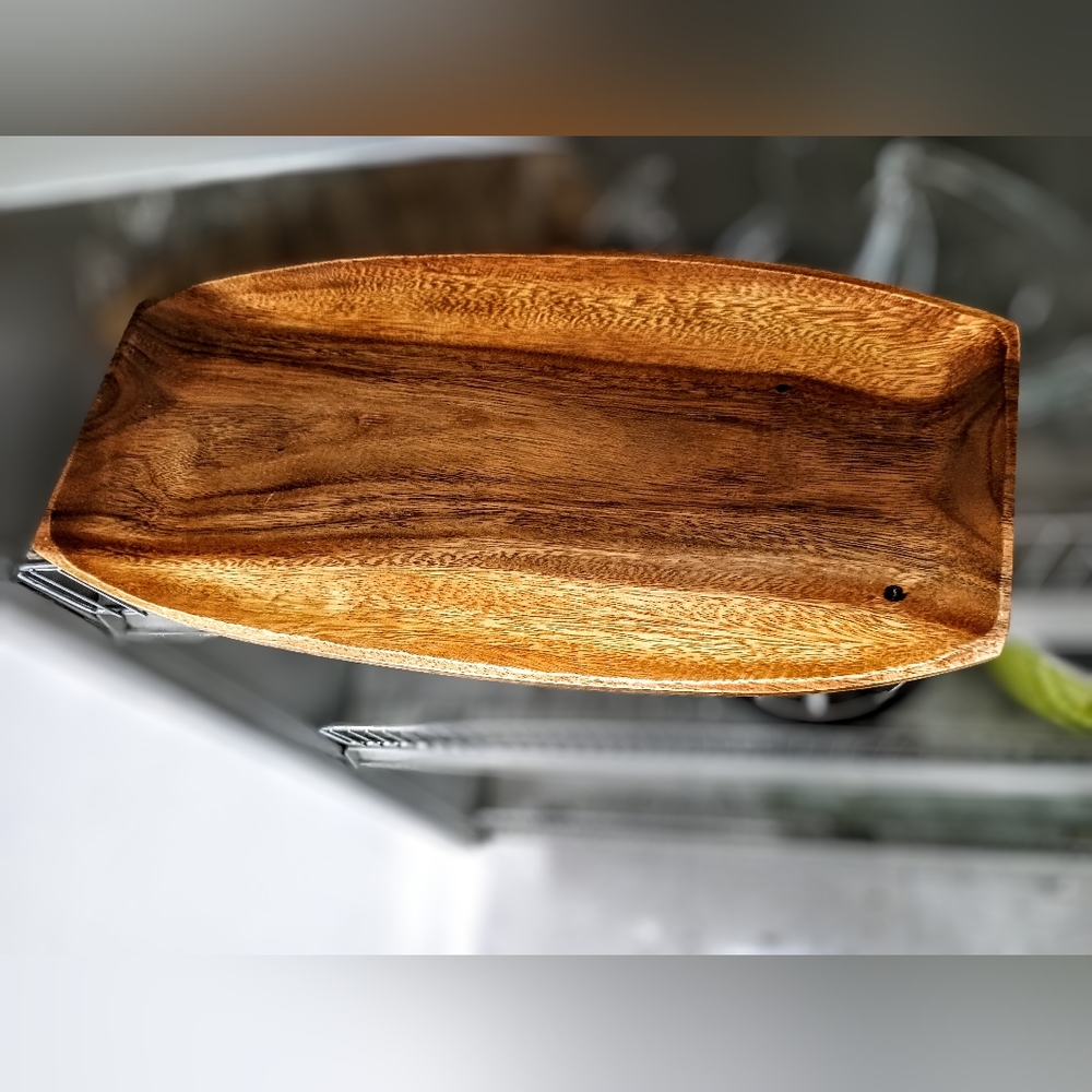 Vtg Y2K Large Beekman 1802 Monkey Pod Wood Serving Tray, 8.5"x17"